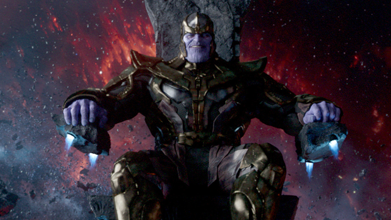 A gauntletless Thanos as seen in the first Guardians of the Galaxy.